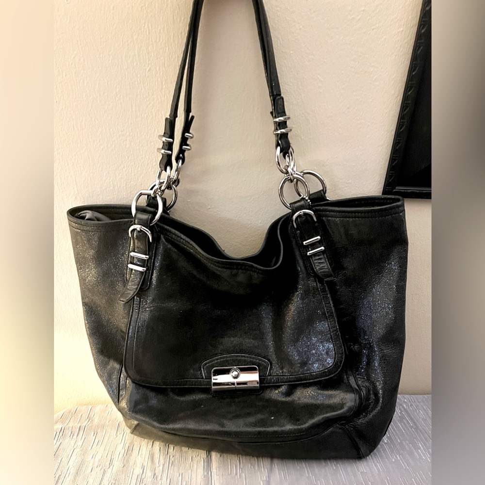 Coach Kristin Metallic Black Tote